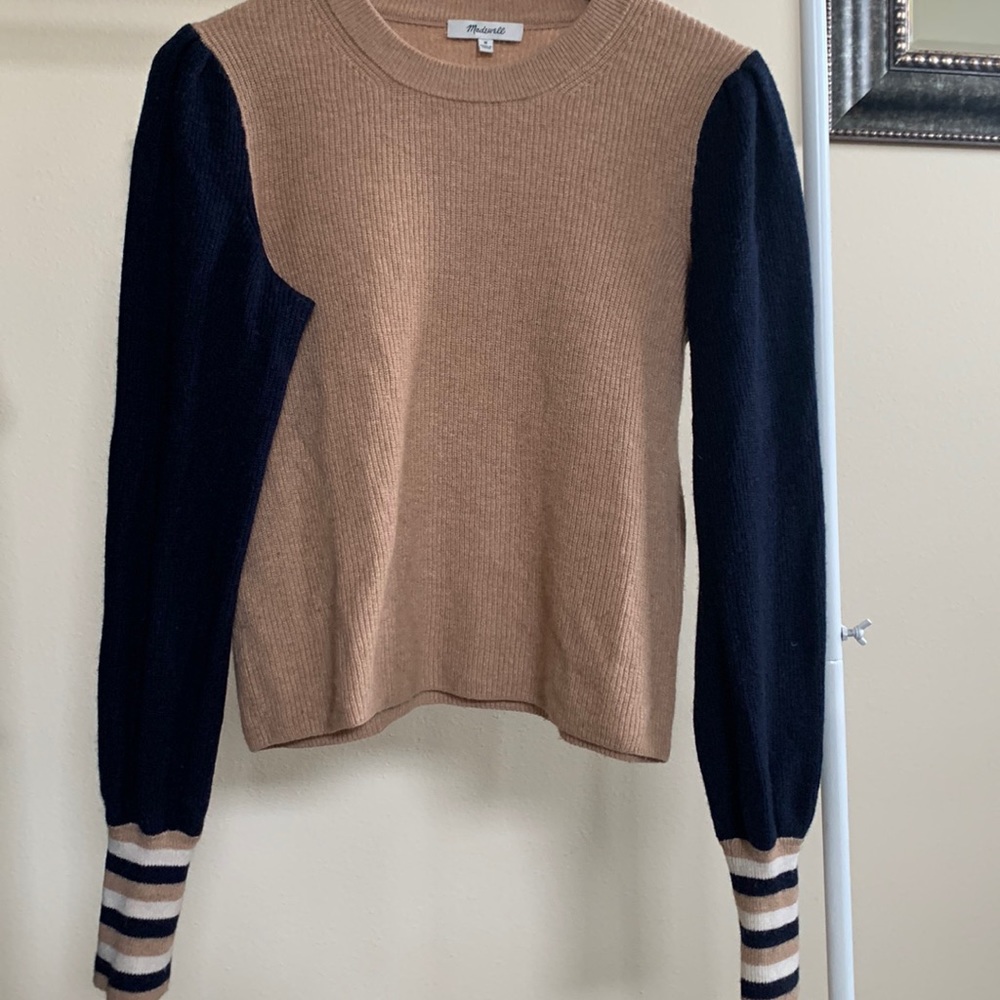 Madewell merino alpaca sweater navy, camel